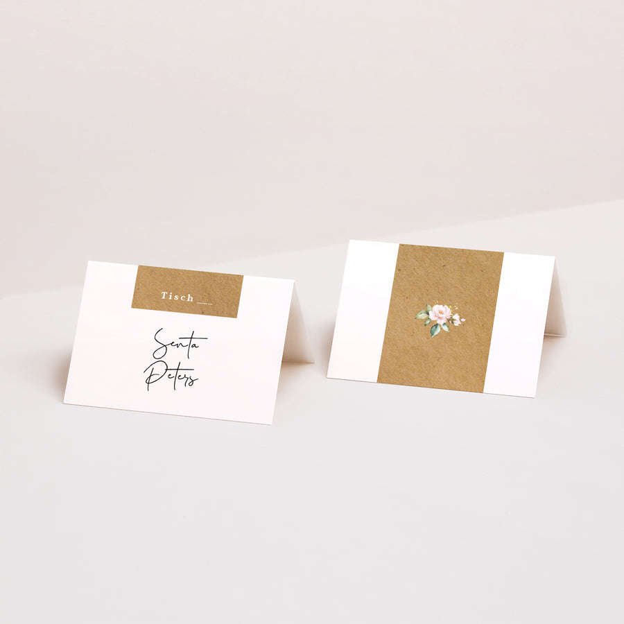 Tischkarten Hochzeit Quer Romantische Kraft foto