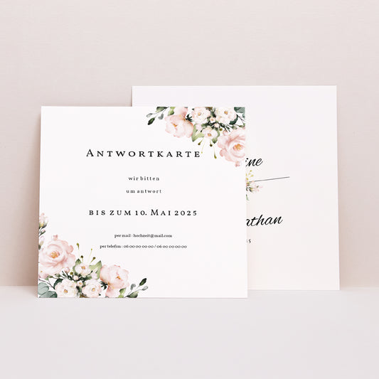 Antwortkarte Hochzeit Quadrat Romantische Kraft foto