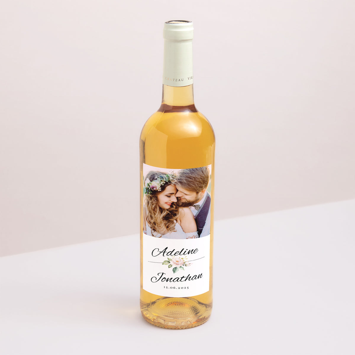 Flaschenetikett Hochzeit Porträt Romantische Kraft foto