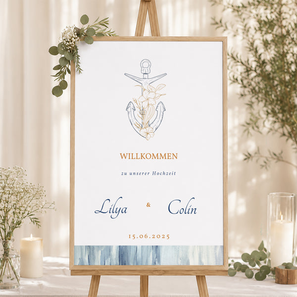 Begrüßungstafel Hochzeit Porträt 60 x 90 cm Côté Mer foto