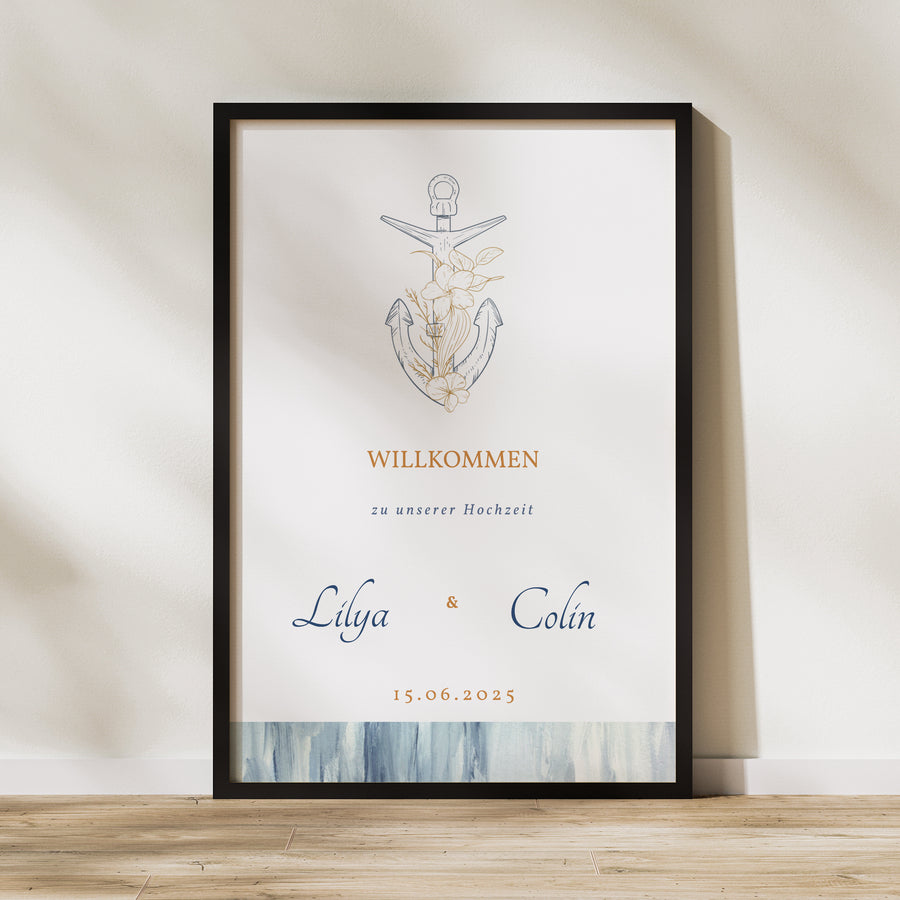 Begrüßungstafel Hochzeit Porträt 60 x 90 cm Côté Mer foto