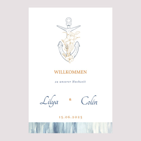 Begrüßungstafel Hochzeit Porträt 60 x 90 cm Côté Mer