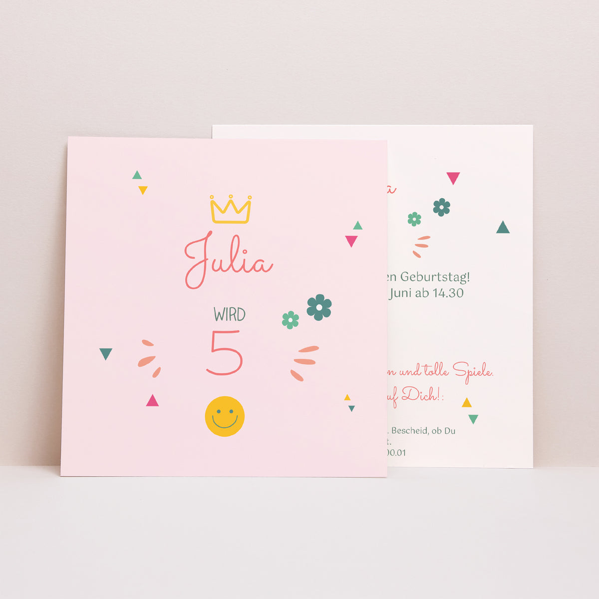 Einladungskarte Kindergeburtstag Quadrat Prinzessin Girly foto