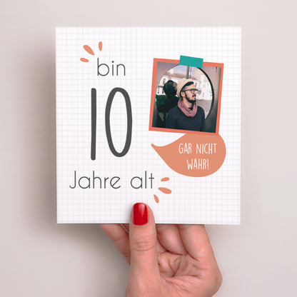 Beilegekarte Geburtstag Erwachsener Quadrat Ich bin 10 Jahre alt foto N° 2