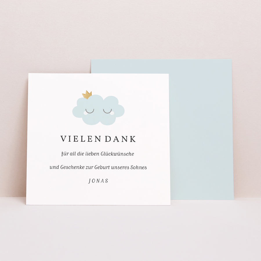 Dankeskarte Geburt Quadrat Little cloud blue foto