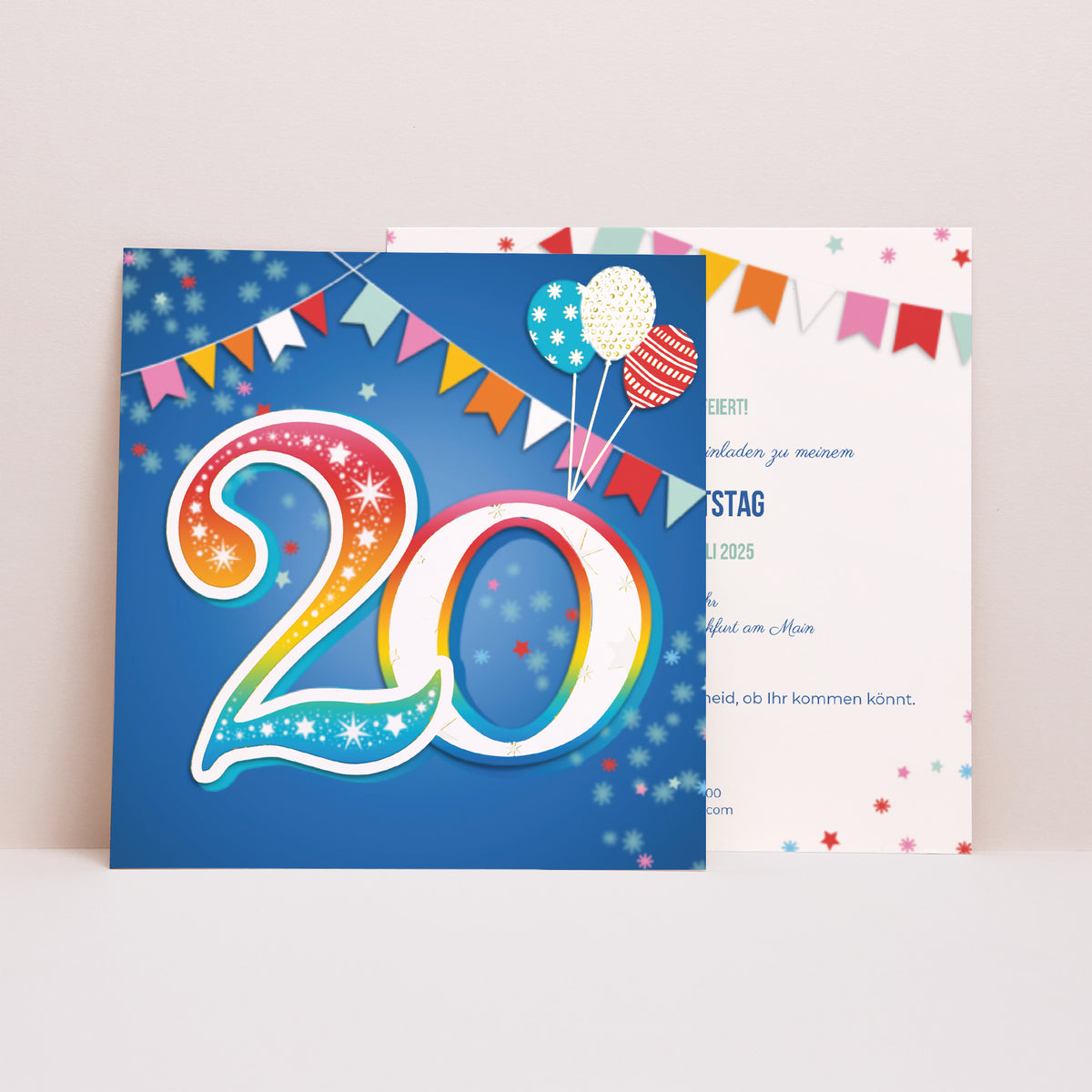 Einladungskarte Geburtstag Quadrat Collage 20 Jahre foto