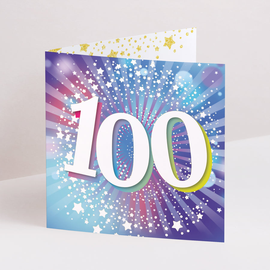 Beilegekarte Geburtstag Erwachsener Doppelflügiges Quadrat 100 Jahre, Festlich, Lack foto