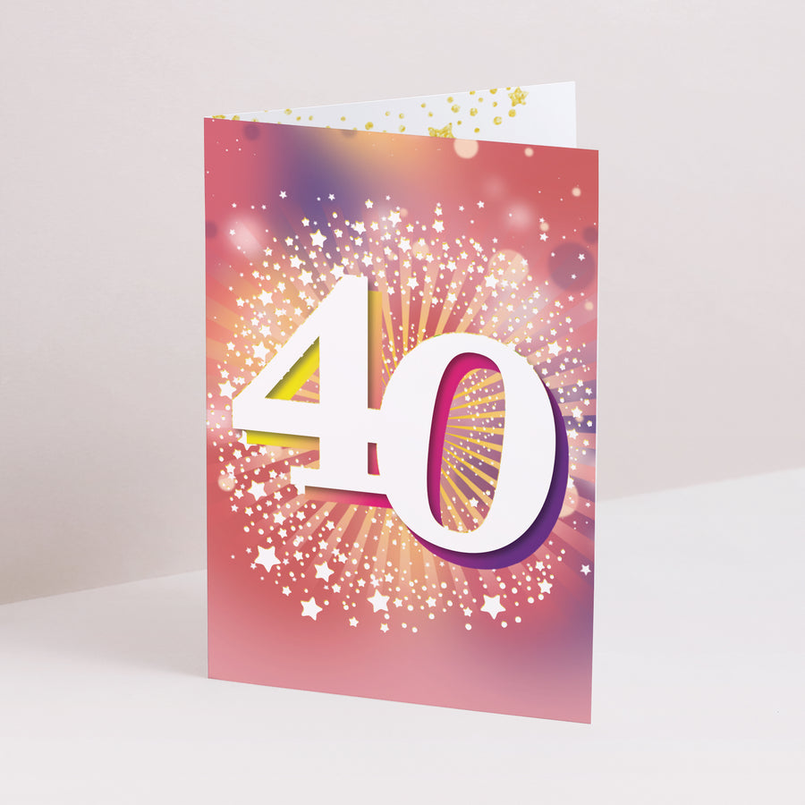 Beilegekarte Geburtstag Erwachsener Doppelter Porträtflügel 40 Jahre alt, Festlich, Lack foto
