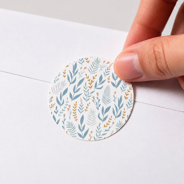 Sticker Kommunion Rund Taube und blaue Blumen foto