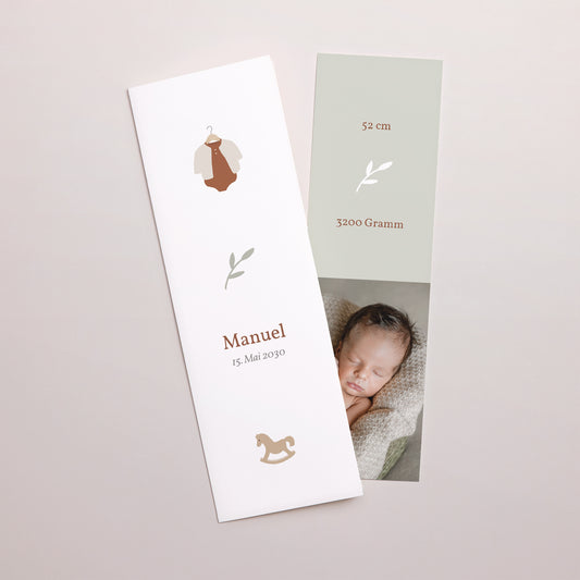 Geburtskarte Fotoautomaten Lesezeichen Brin de bonheur, Vert tendre foto