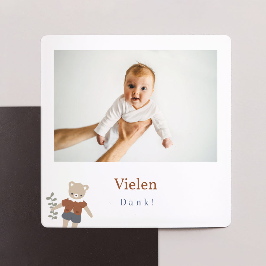 Dankeskarte Taufe Satz von 9, magnetisch. Kleiner Bär Glücksbringer foto