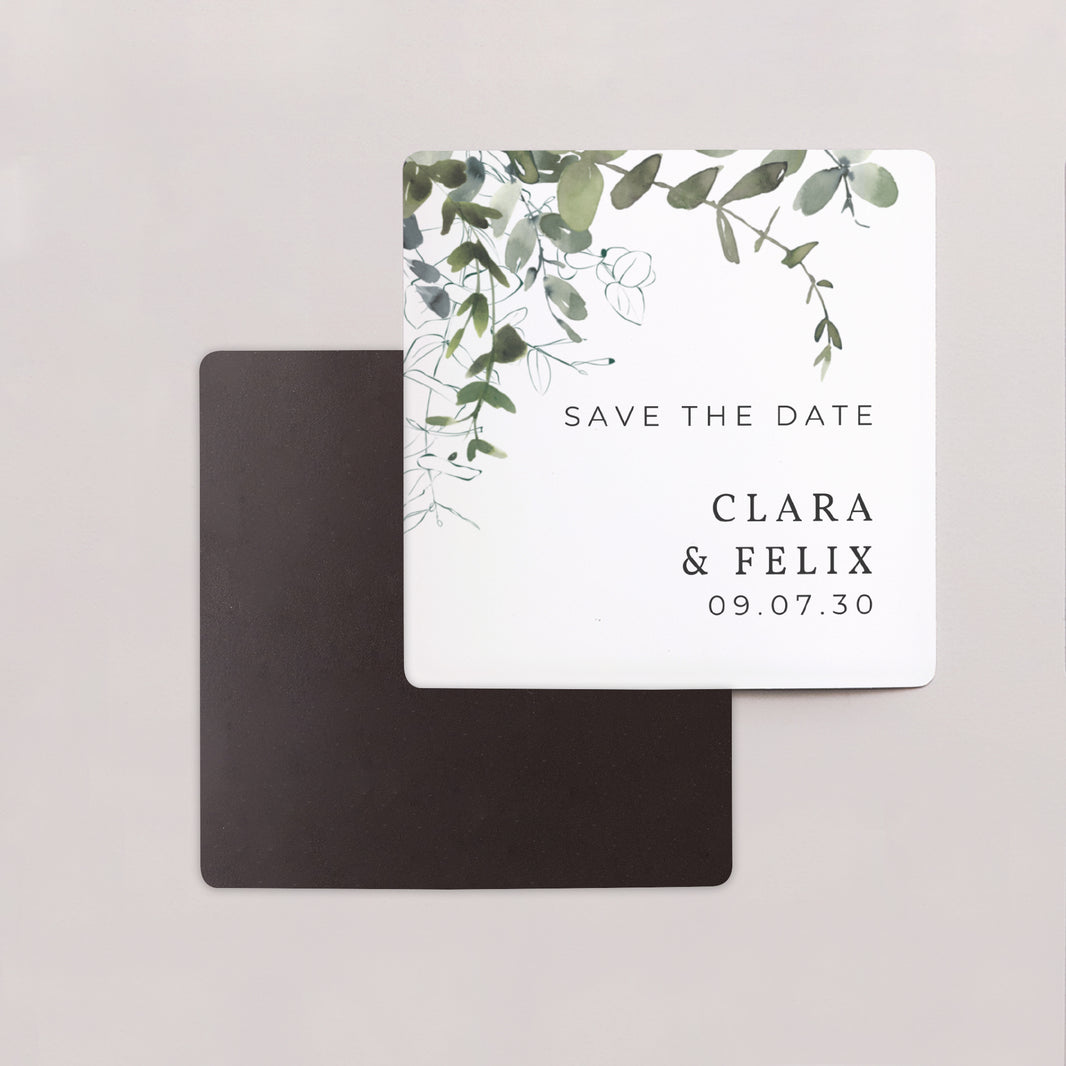 Save the date Karte Hochzeit Satz von 9, magnetisch. Blumig und Eukalyptus foto N° 2