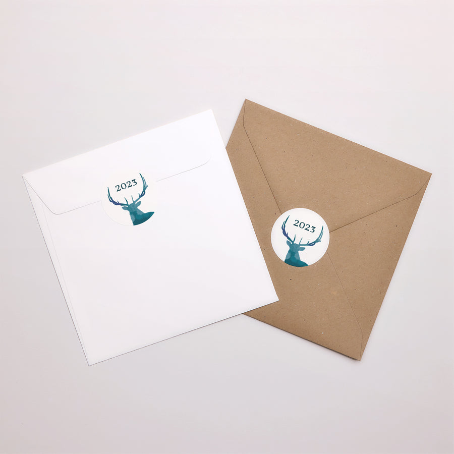 Sticker Weihnachten Rund Weihnachtshirsch, Vergoldung foto