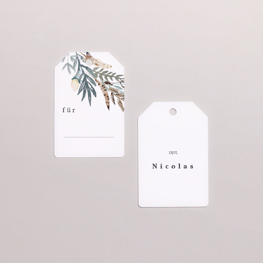 Vorgelochtes Etikett Weihnachten Fähnchen Wintergarten foto