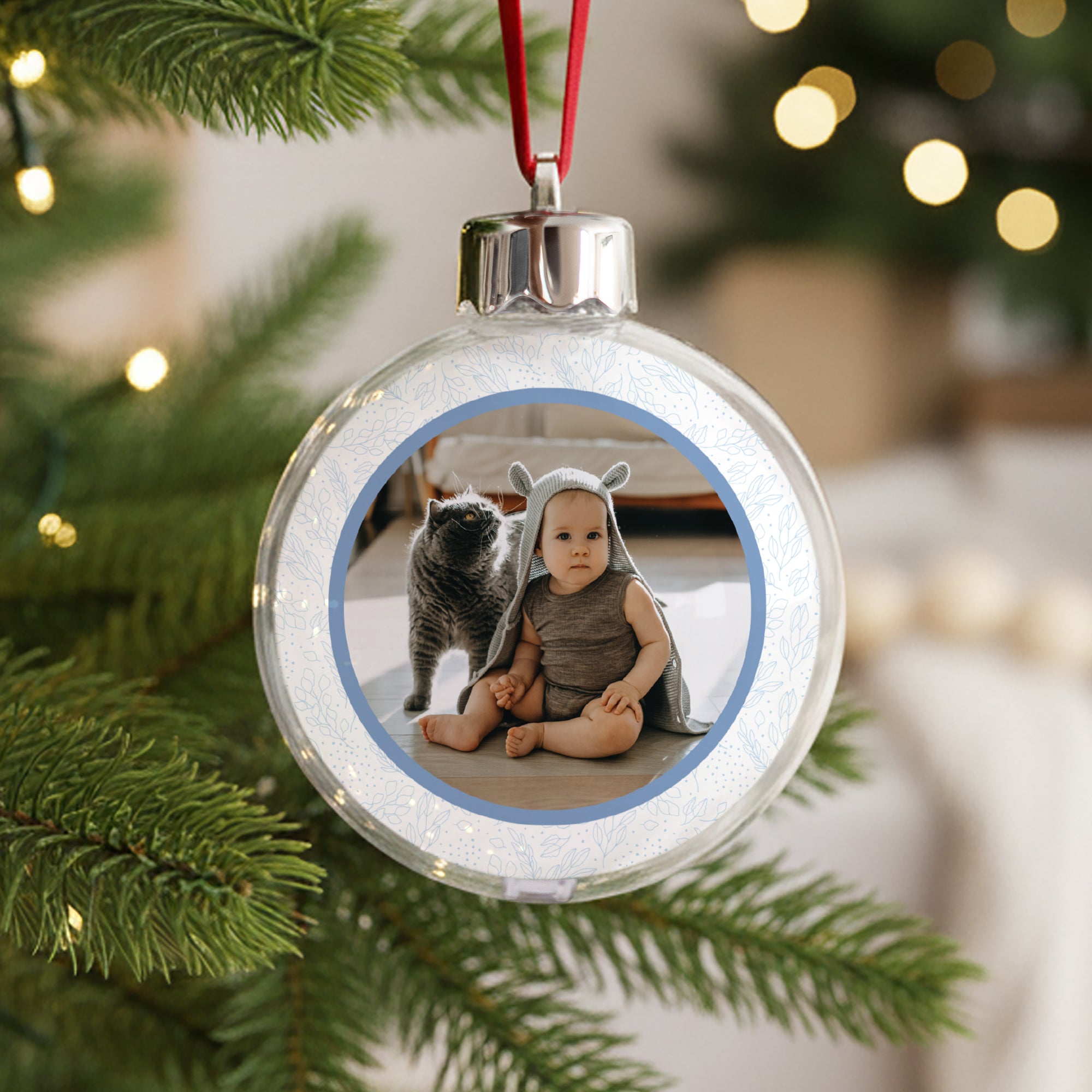 Weihnachtskugel Weihnachten Runde Eisiges Wintermuster foto N° 1
