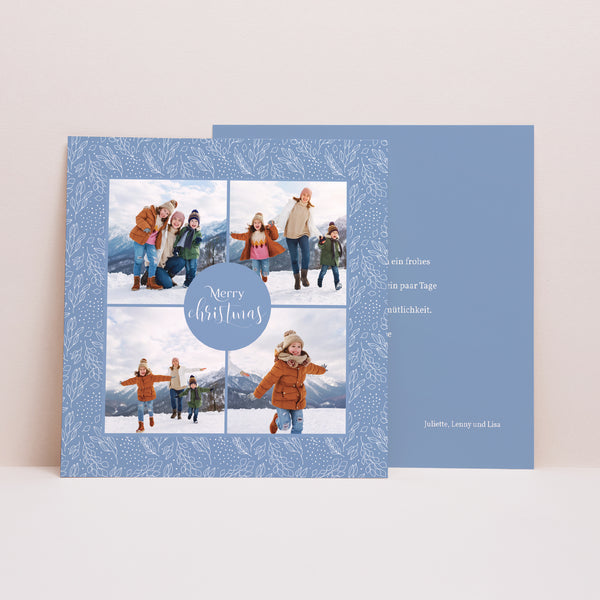 Weihnachtskarte Weihnachten Quadrat Eisiges Wintermuster foto