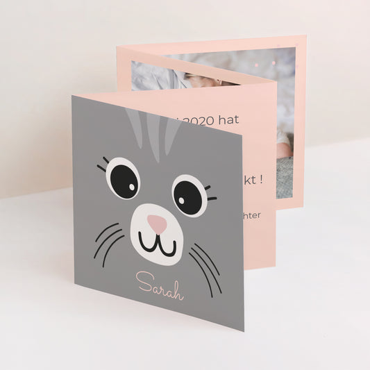 Geburtskarte Akkordeon Geburt Katze Karotte foto