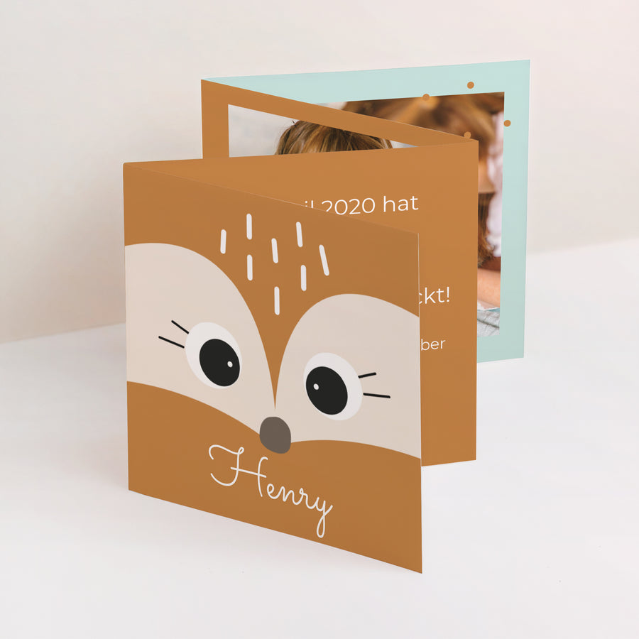 Geburtskarte Akkordeon Geburt Fuchs Karotte foto