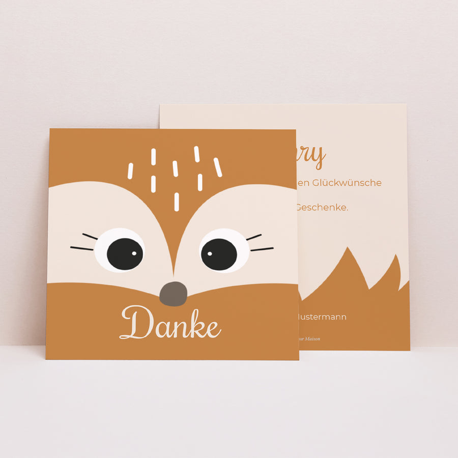 Dankeskarte Geburt Quadrat Geburt Fuchs Karotte foto