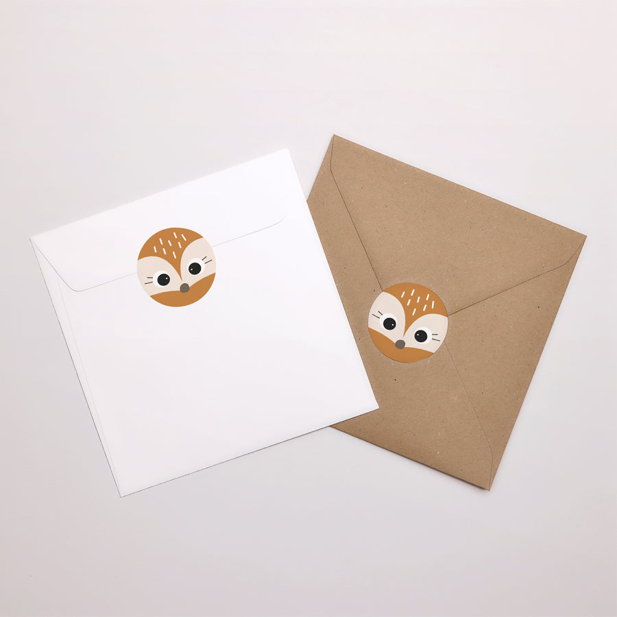 Sticker Geburt Rund Geburt Fuchs Karotte foto