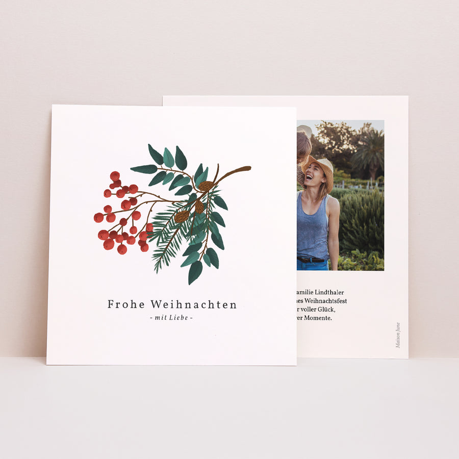 Weihnachtskarte Weihnachten Quadrat Rote Beeren II foto