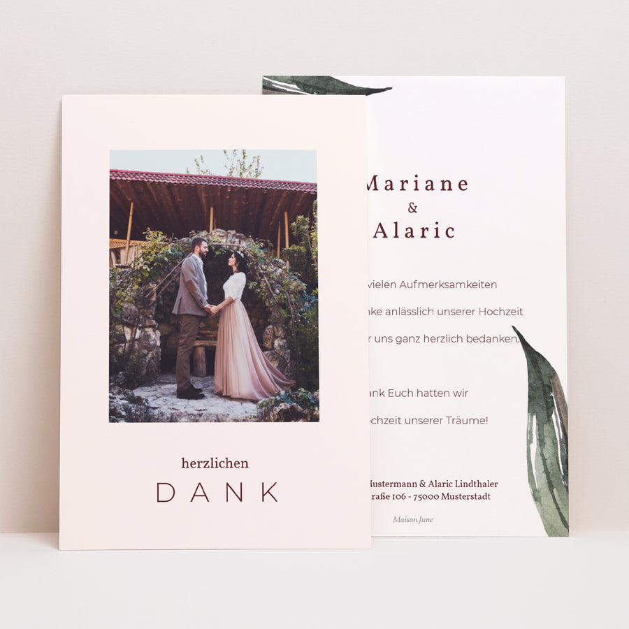 Dankeskarte Hochzeit PortraitPorträt Palma Terracotta foto