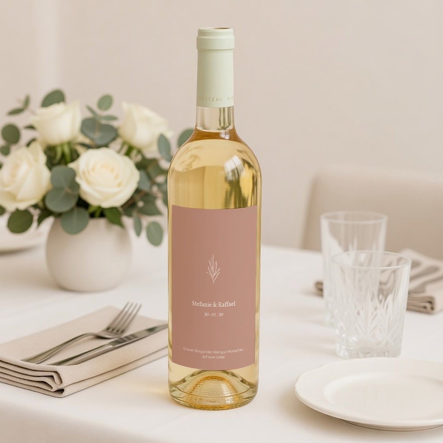 Flaschenetikett Hochzeit Porträt Deine Pastellfarbe foto N° 2