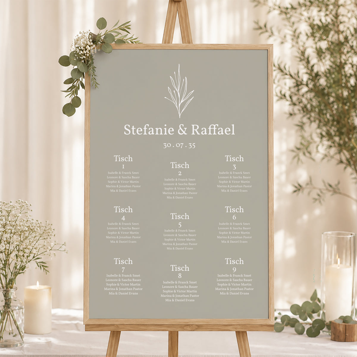 Sitzplan Hochzeit Porträt 60 x 90 cm Deine Pastellfarbe foto N° 1