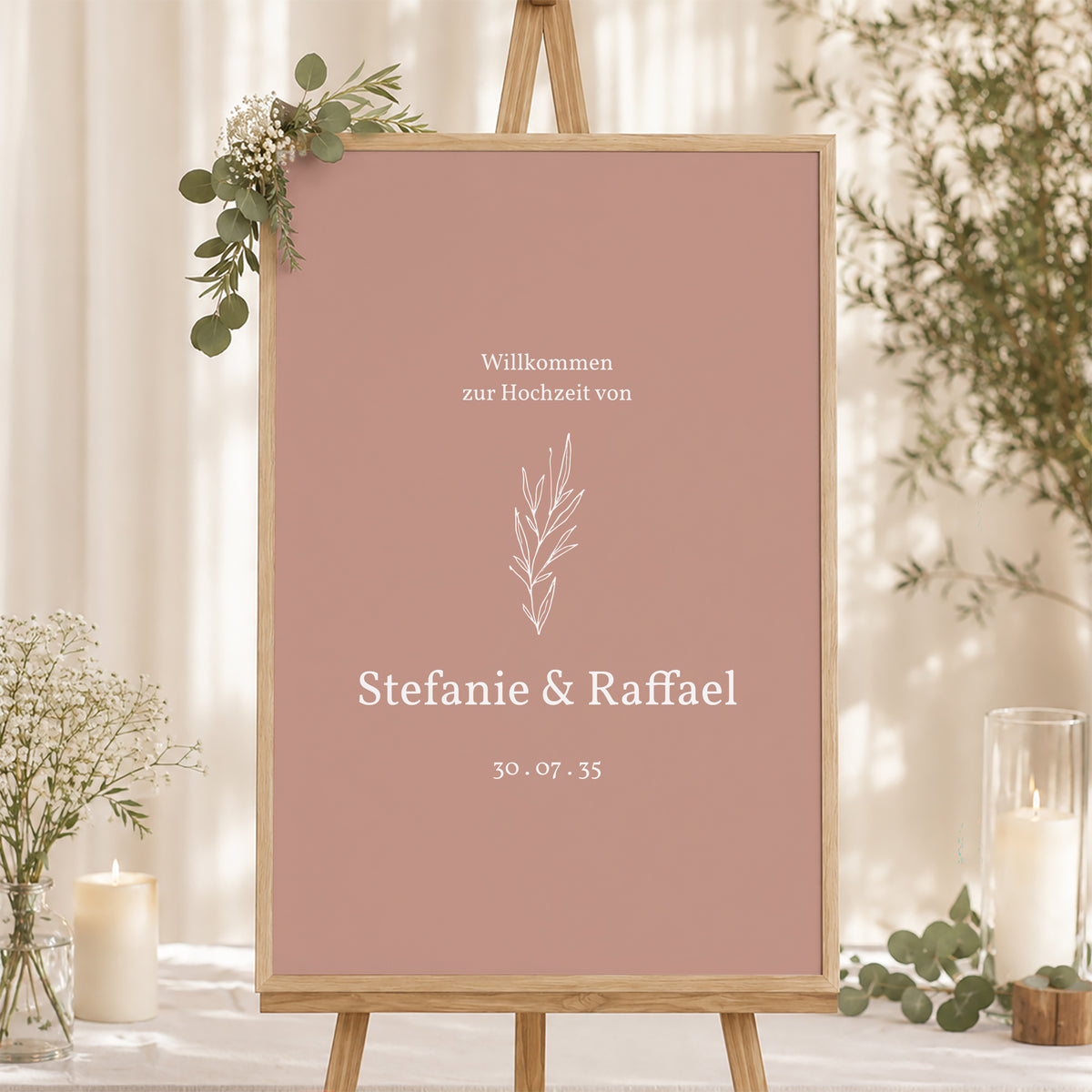 Begrüßungstafel Hochzeit Porträt 60 x 90 cm Deine Pastellfarbe foto N° 1