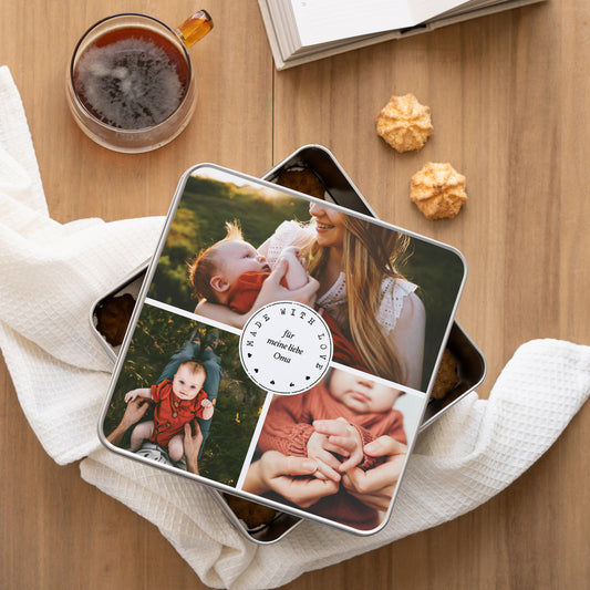 Metalldose Objekte Quadratisch Fotos und Erinnerungen foto