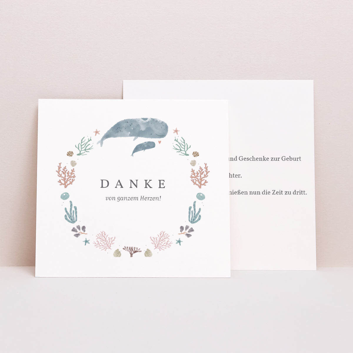 Dankeskarte Geburt Quadrat Tanz des Meeres foto