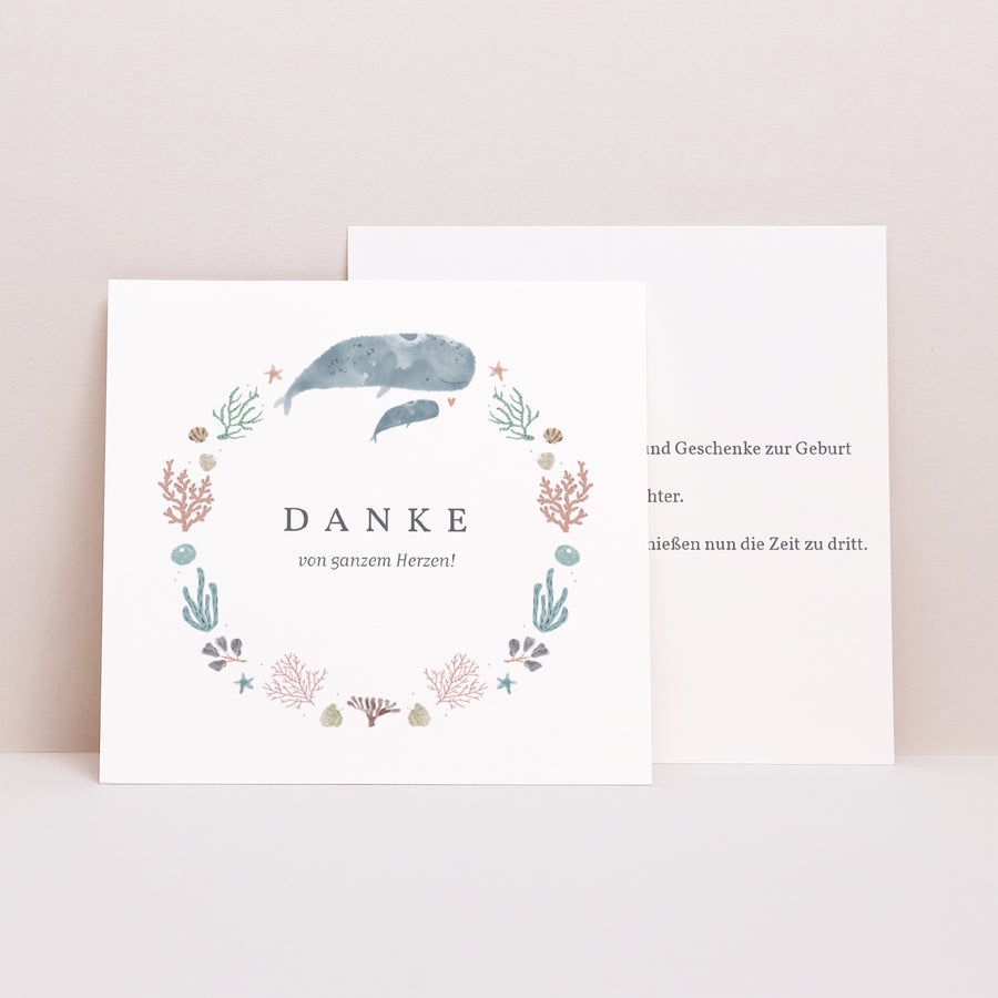 Dankeskarte Geburt Quadrat Tanz des Meeres foto