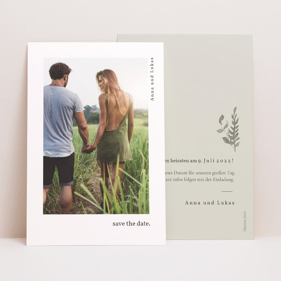 Save the date Karte Hochzeit PortraitPorträt Neo Champêtre foto