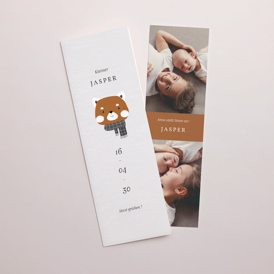 Geburtskarte Fotoautomaten Lesezeichen Kleiner roter Panda foto