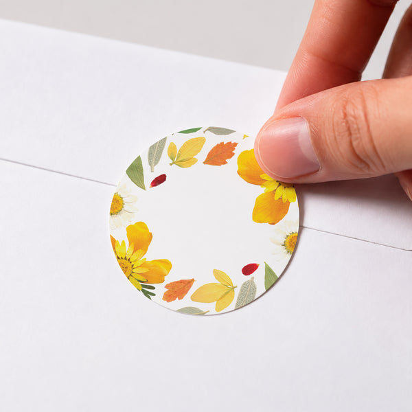 Sticker Geburt Rund Herbarium, Sommerkrone & Etikett foto
