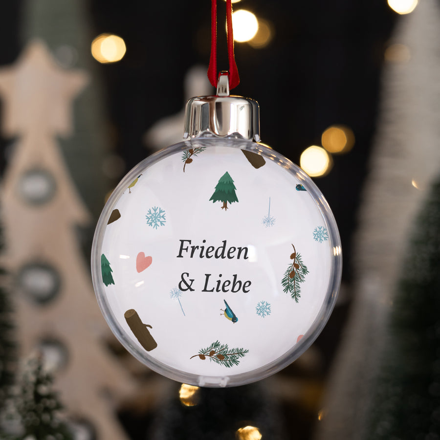 Weihnachtskugel Weihnachten Runde Weihnachtskugel Tannenzweig foto
