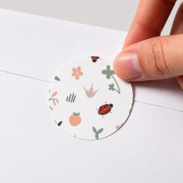 Sticker Geburt Rund Fräulein Glücksbringer foto