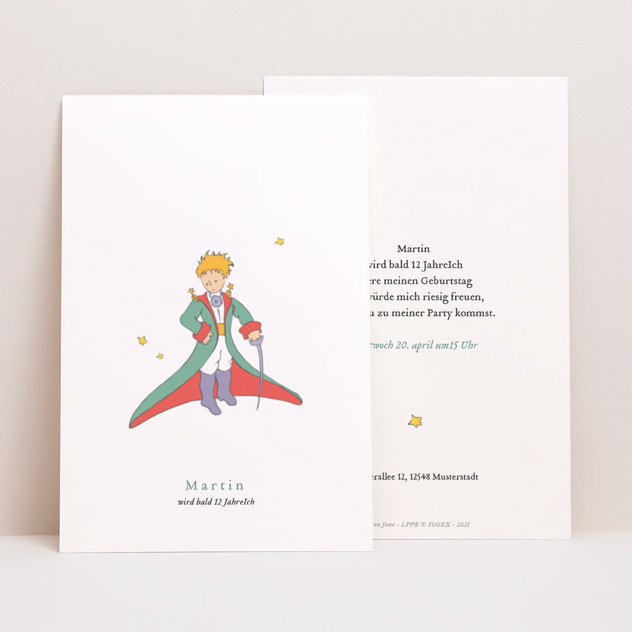Beilegekarte Kindergeburtstag PortraitPorträt Der kleine Prinz Kreationen Junge foto