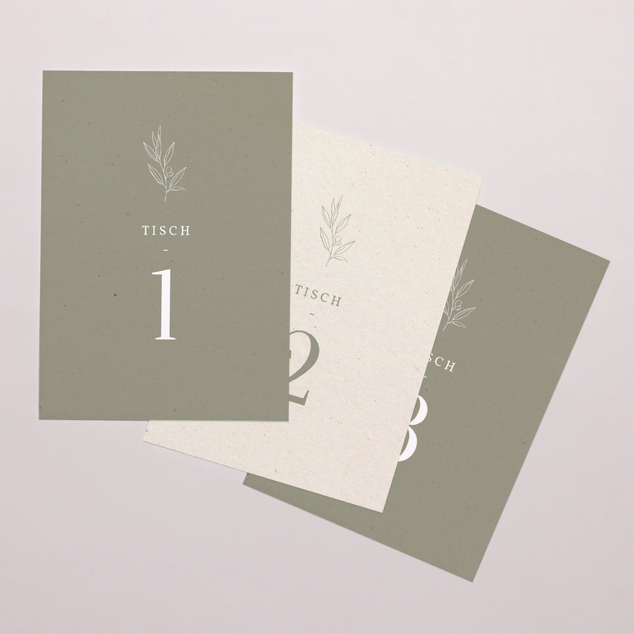 Tischnummern Hochzeit Rechteck Olivier Textur Papier foto