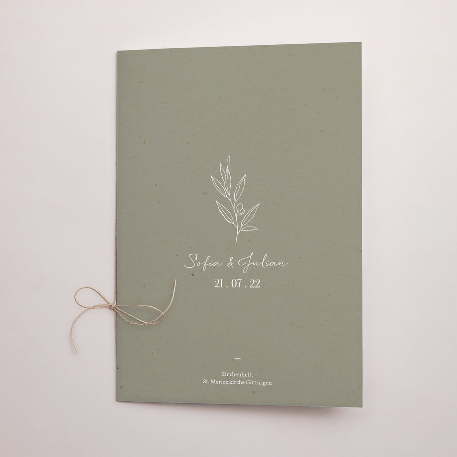 Kirchenheft Hochzeit Doppelflügel Olivier Textur Papier foto
