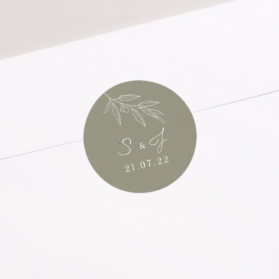 Sticker Hochzeit Rund Olivier Textur Papier foto