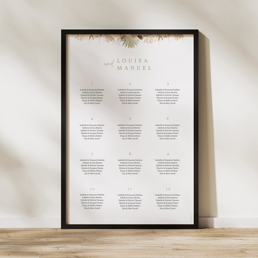 Sitzplan Hochzeit Porträt Boho-Arche foto