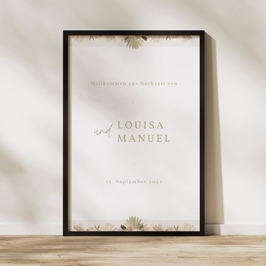 Begrüßungstafel Hochzeit Porträt 60 x 90 cm Boho-Arche foto
