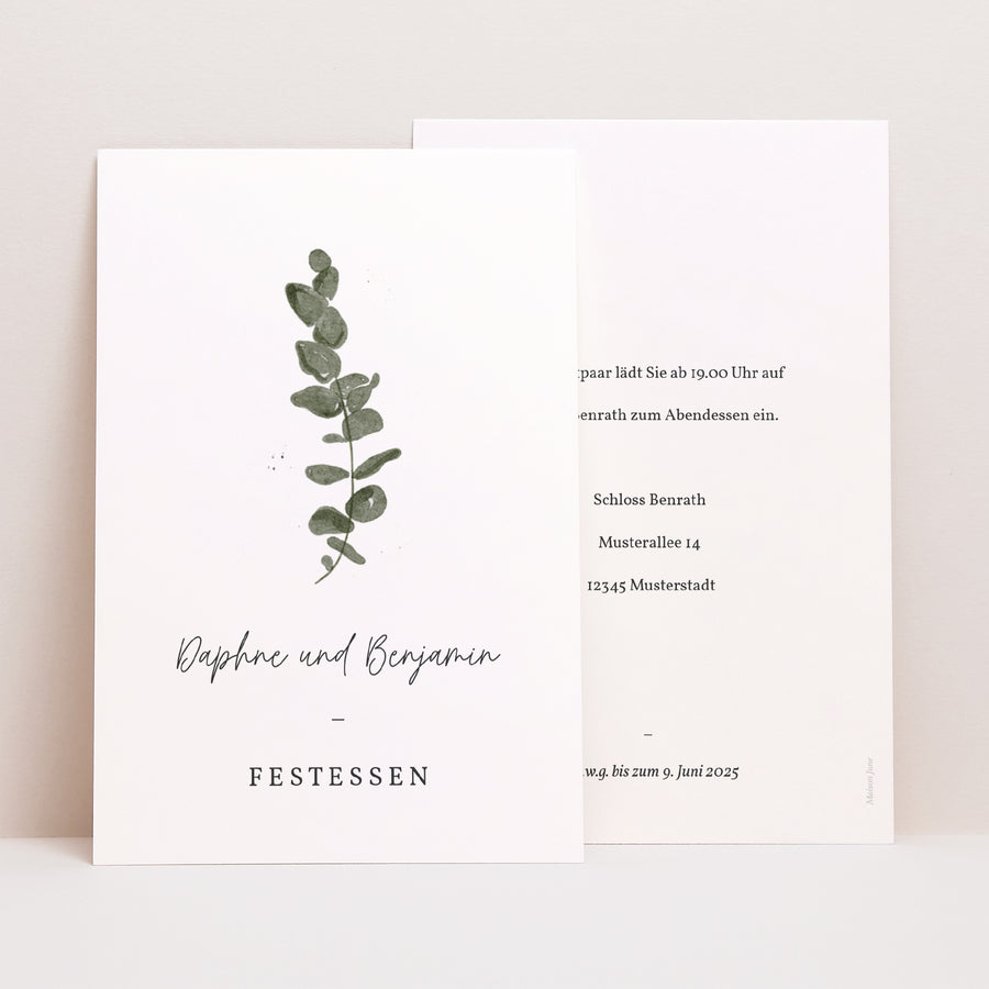 Beilegekarte Hochzeit PortraitPorträt Eukalyptus Aquarell foto