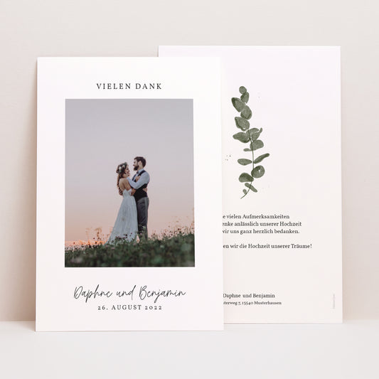 Dankeskarte Hochzeit PortraitPorträt Eukalyptus Aquarell foto