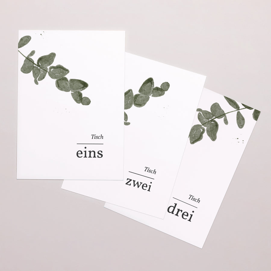 Tischnummern Hochzeit Rechteck Eukalyptus Aquarell foto