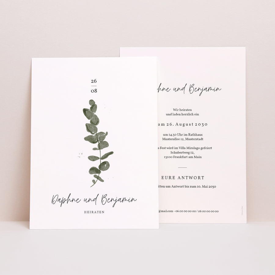 Hochzeitseinladung Eukalyptus Aquarell foto
