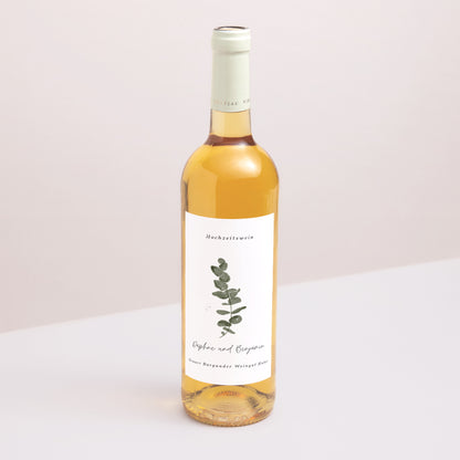 Flaschenetikett Hochzeit Porträt Eukalyptus Aquarell foto N° 1