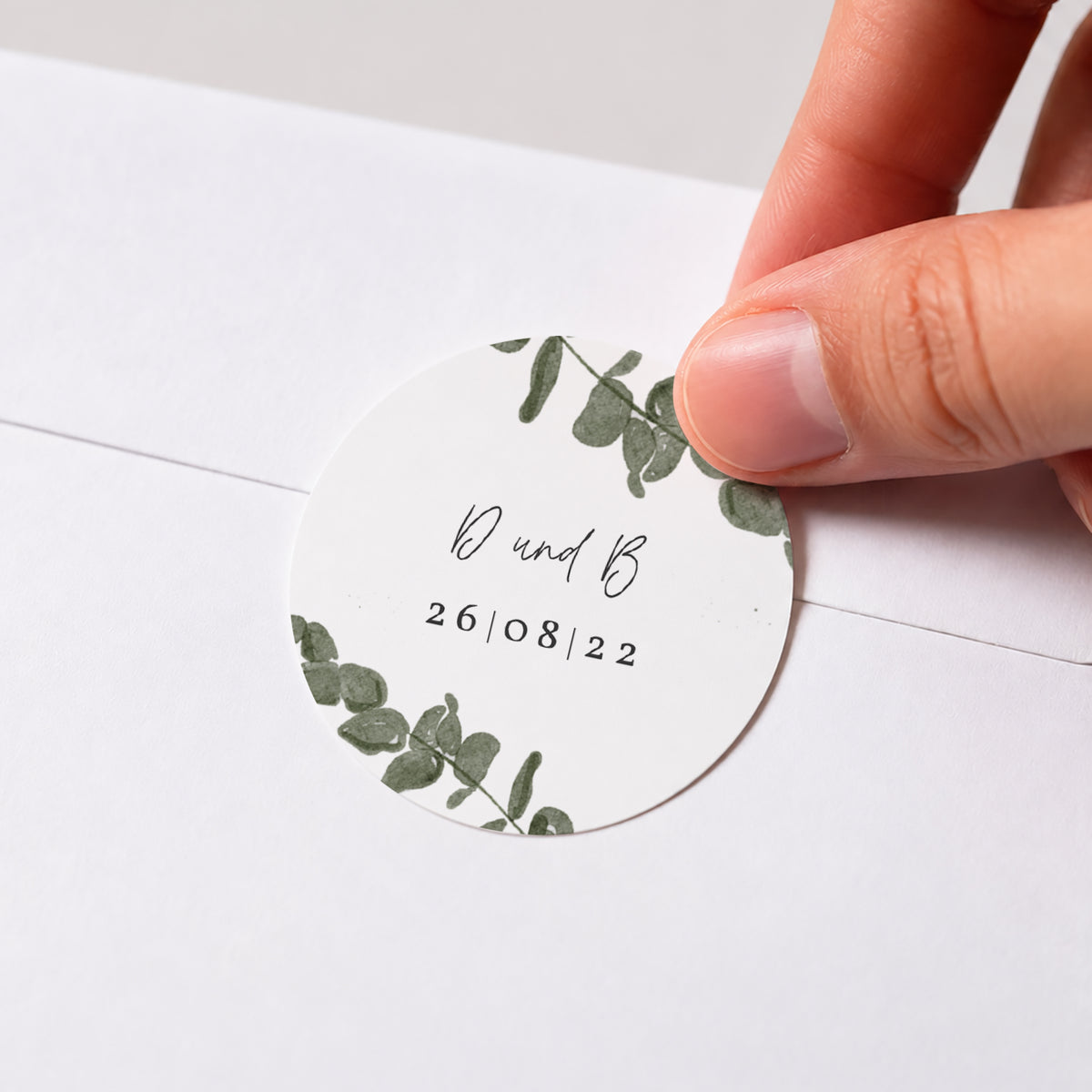 Sticker Hochzeit Rund Eukalyptus Aquarell foto