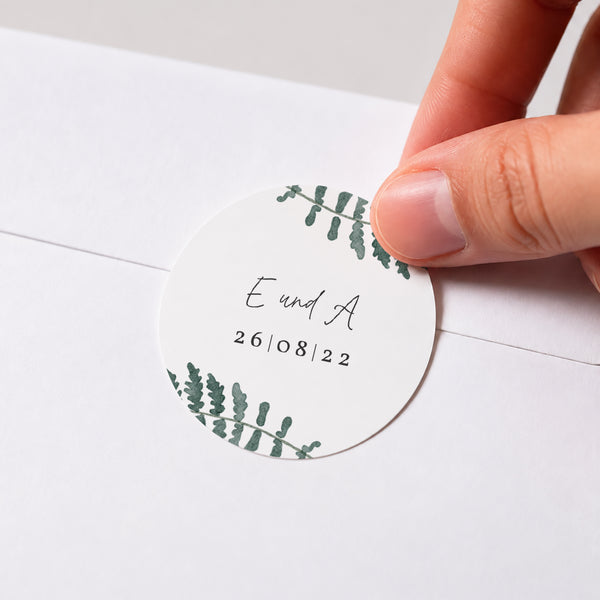 Sticker Hochzeit Rund Wasserfarn foto